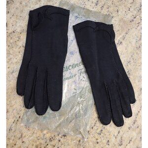 Vintage Women Size XS-S 6 Black Cotton Formal 8" Gloves Moon Bracelet Cuff Look